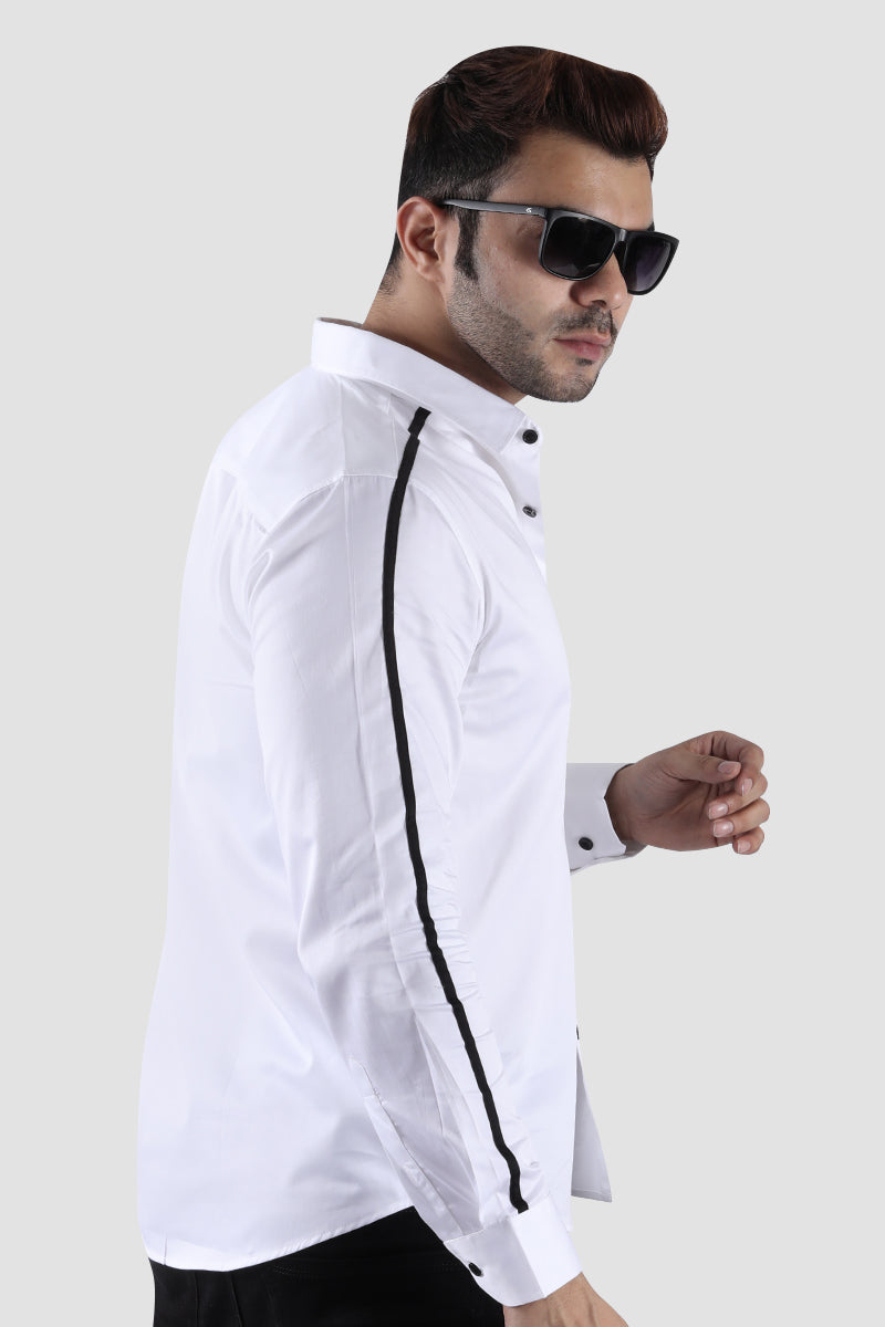 Monochrome Stripes White Shirt