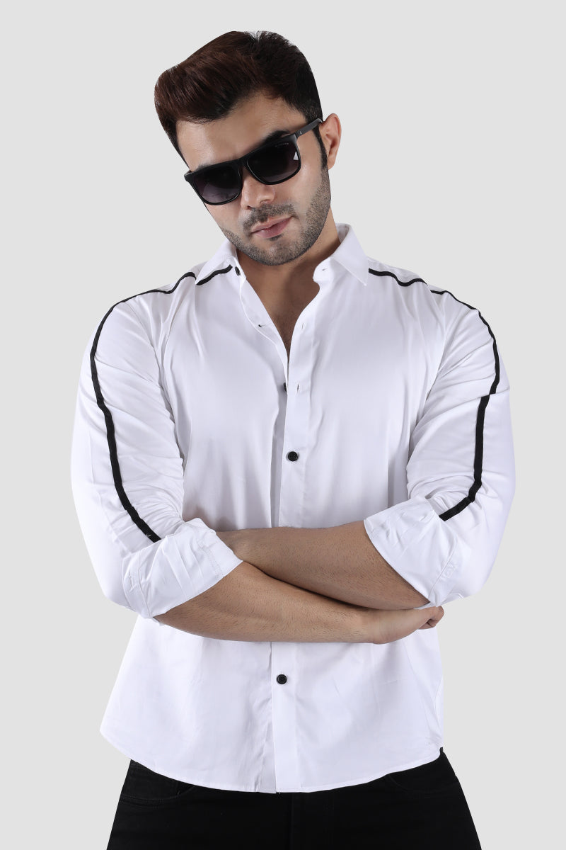 Monochrome Stripes White Shirt