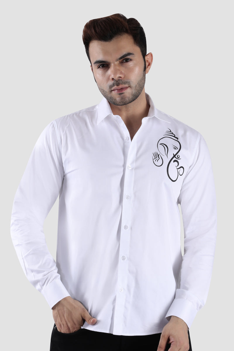 Divine Ganesha White Designer Shirt