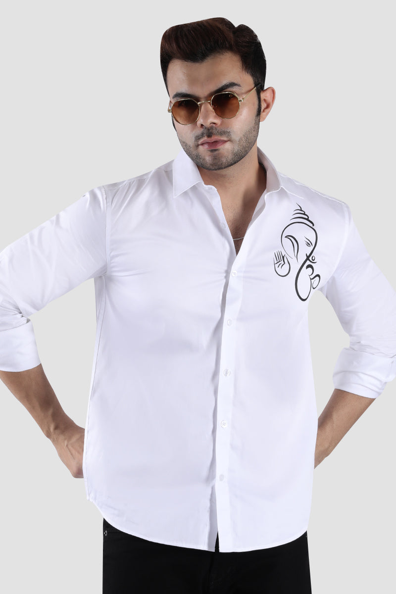 Divine Ganesha White Designer Shirt