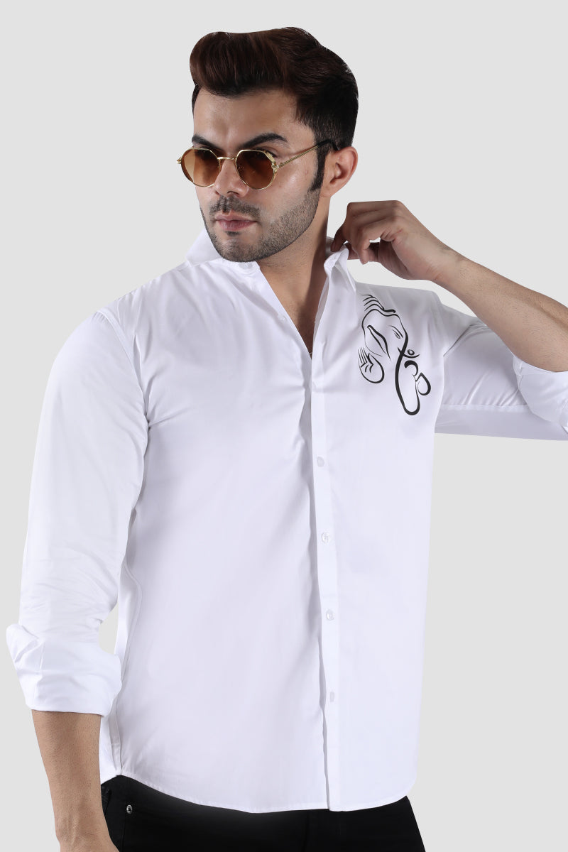 Divine Ganesha White Designer Shirt