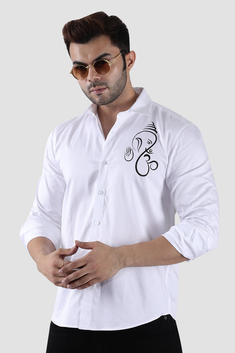 Divine Ganesha White Designer Shirt