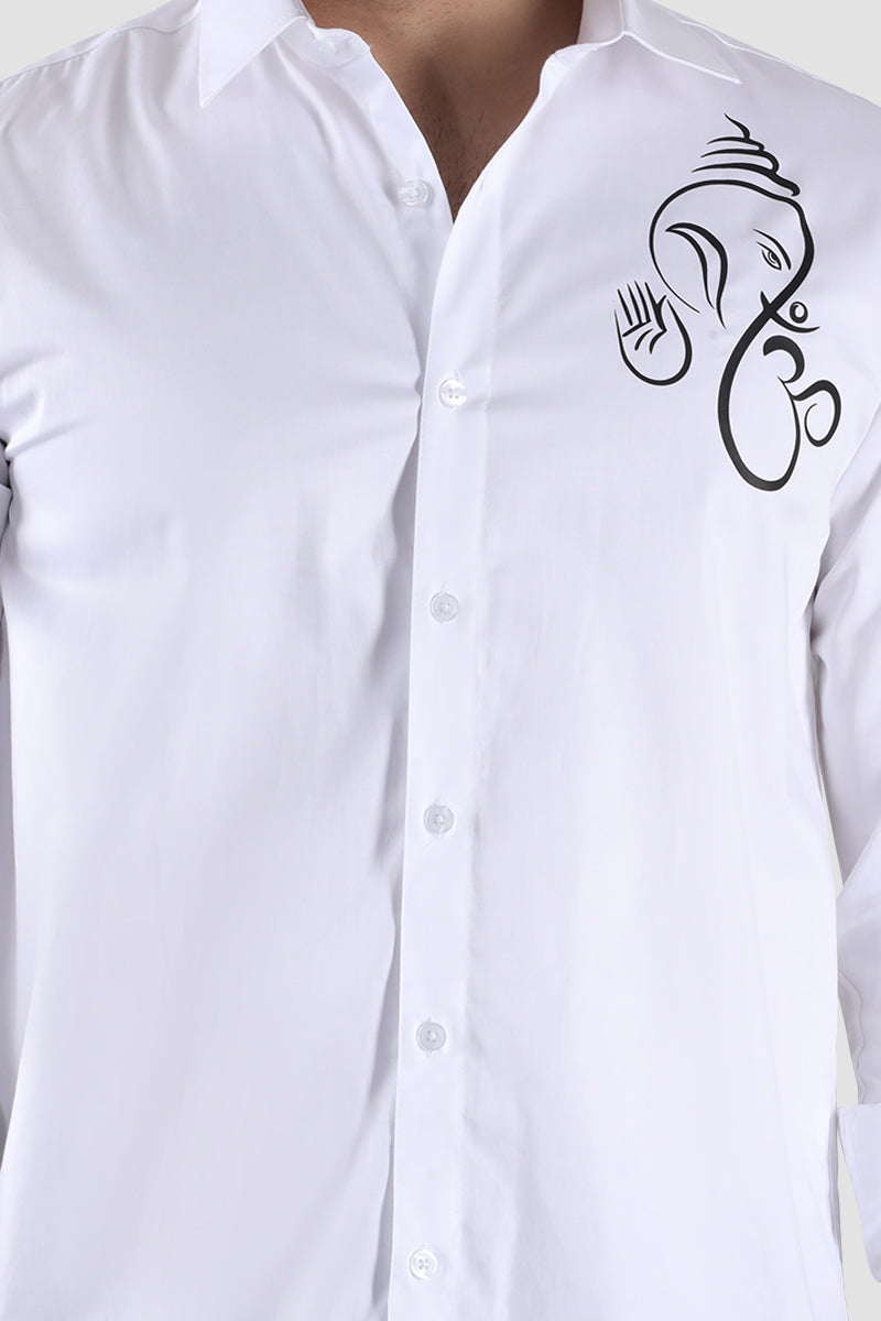 Divine Ganesha White Designer Shirt
