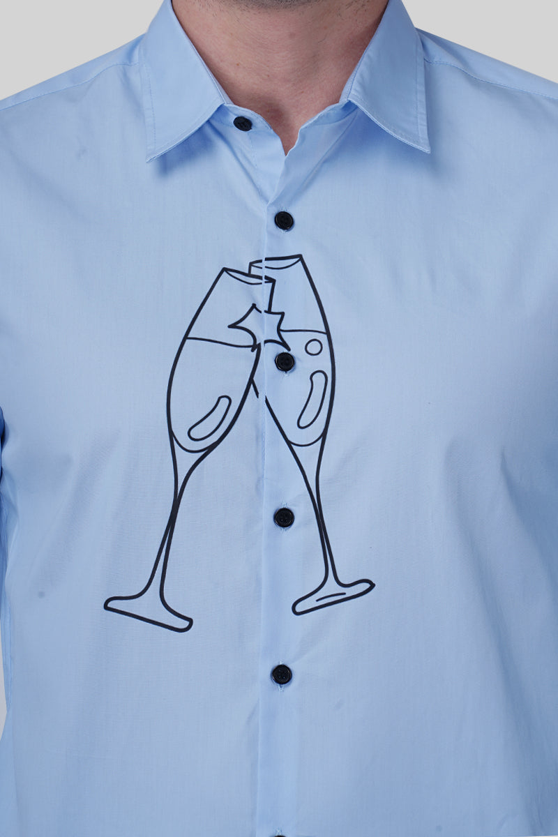 Champagne Soirée Sky Blue Designer Shirt