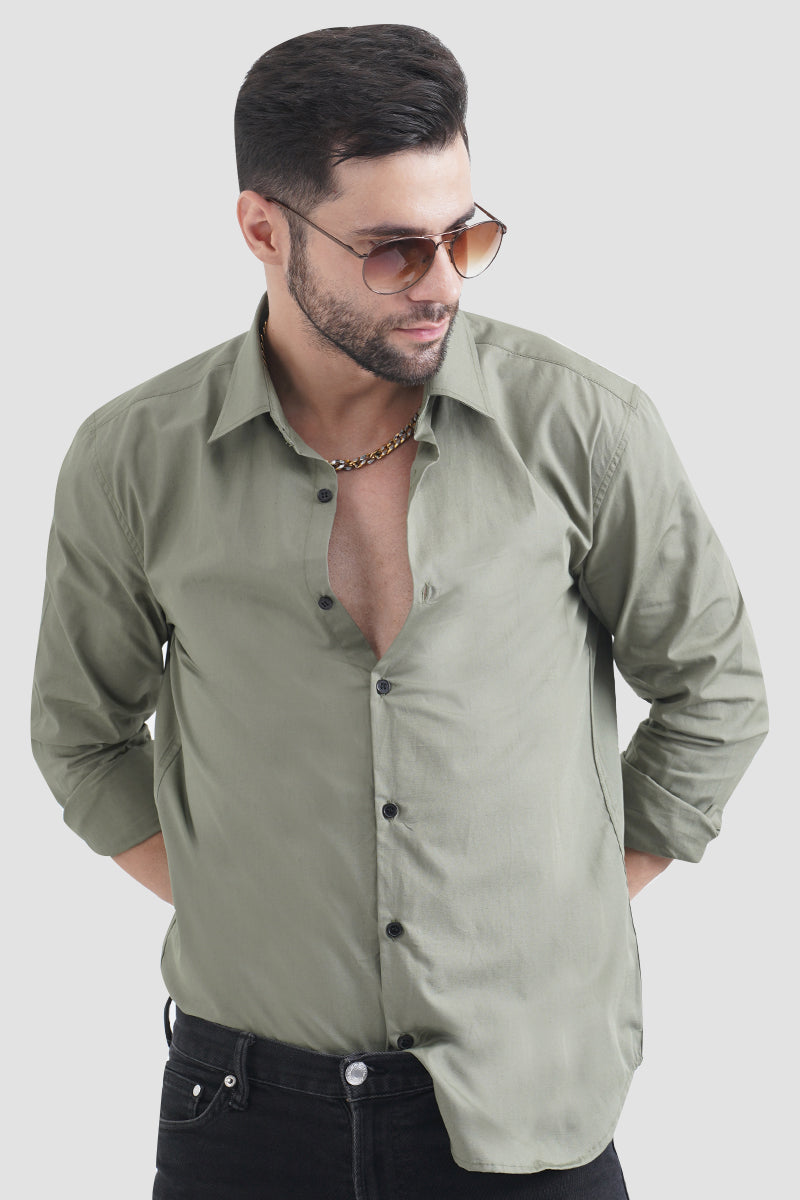 Olive green solid discount shirt