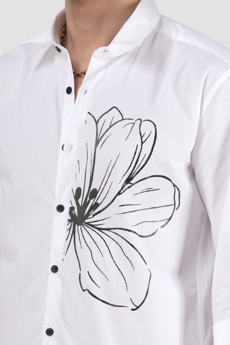 Floral Fusion Classic White Designer Shirt
