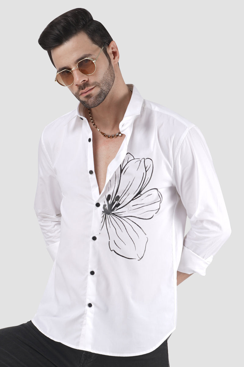 Floral Fusion Classic White Designer Shirt