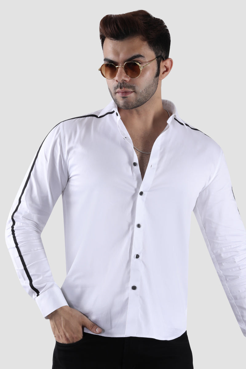 Monochrome Stripes White Shirt