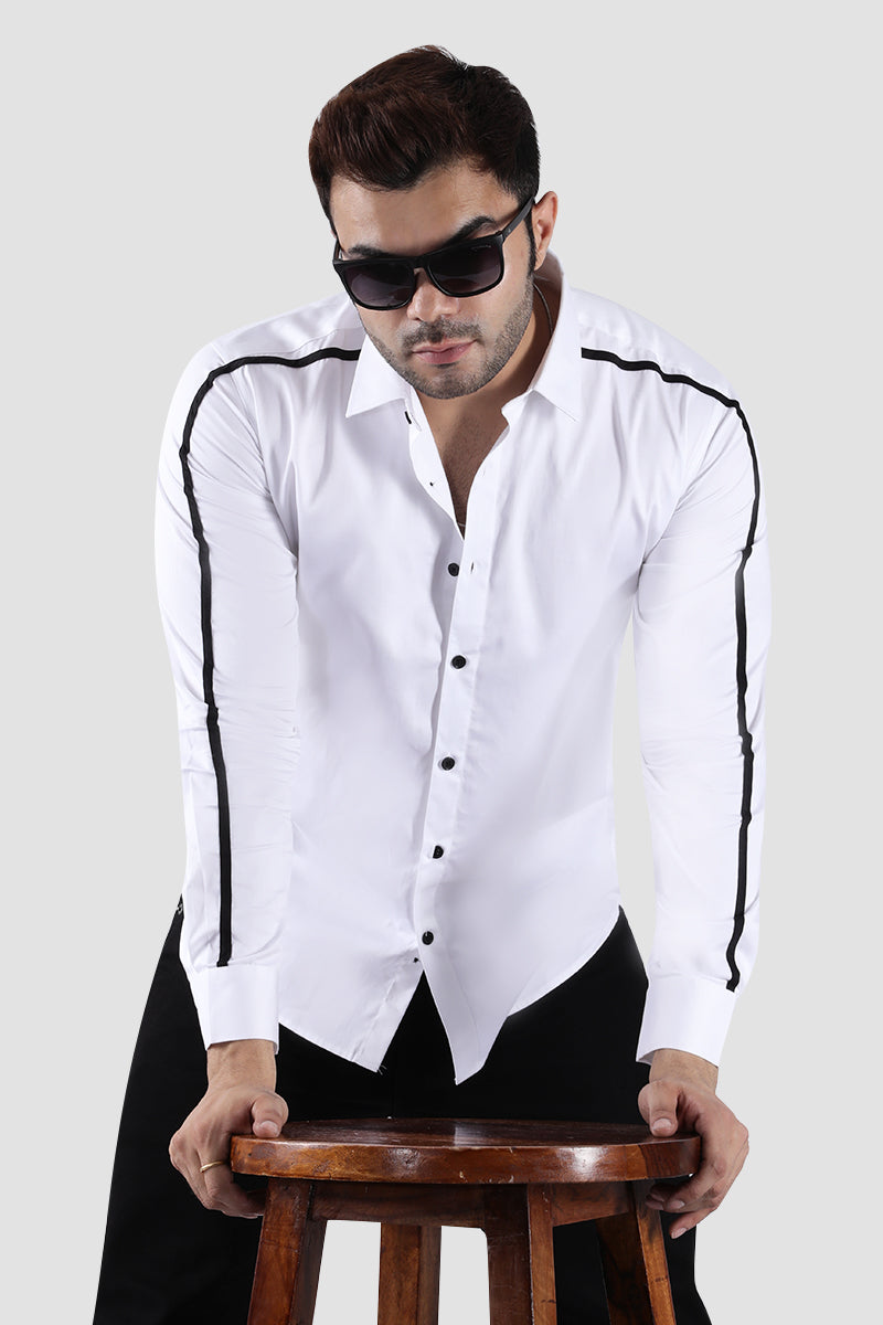 Monochrome Stripes White Shirt