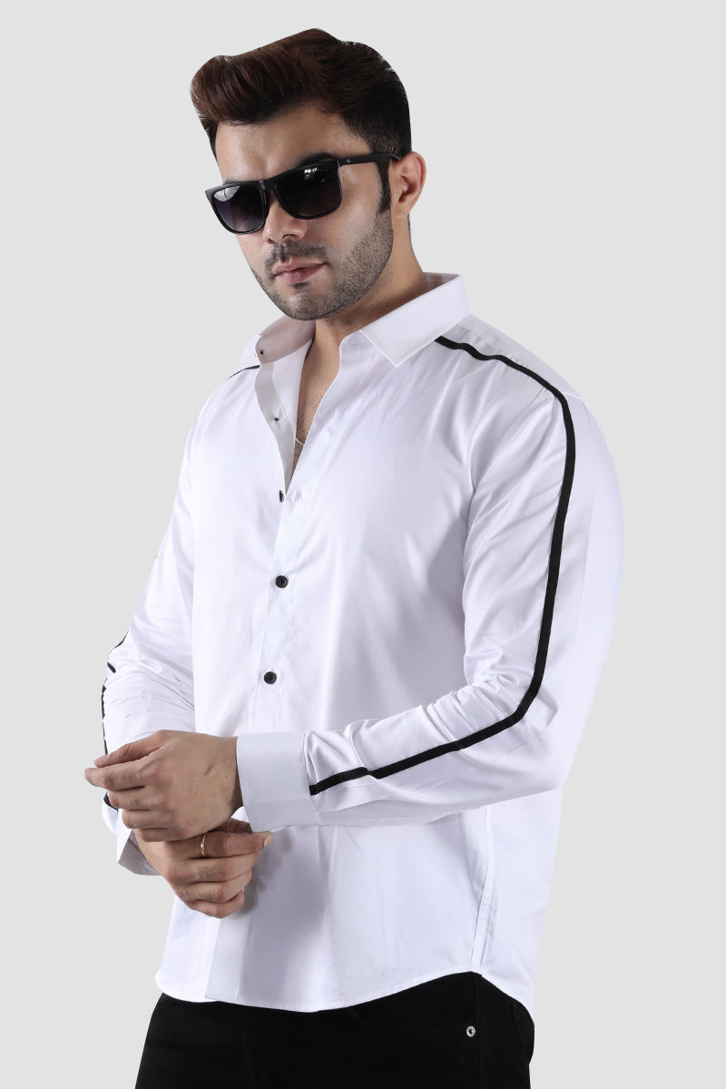 Monochrome Stripes White Shirt