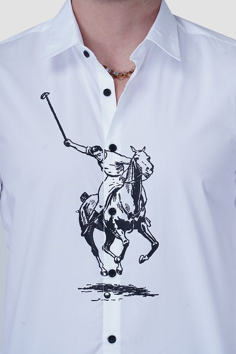 Polo Elegance Designer White Slim Fit Shirt