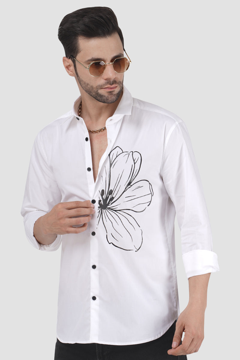 Floral Fusion Classic White Designer Shirt