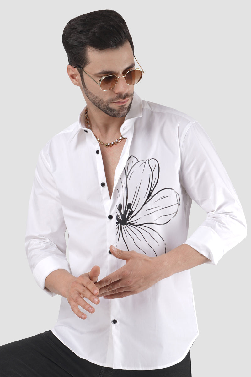 Floral Fusion Classic White Designer Shirt